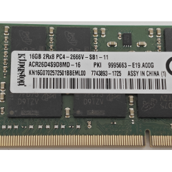 Memorie Ram Laptop Kigston, 16GB, DDR4, 2Rx8, PC4-2666V, 2666Mhz, ACR26D4S9D8MD-16, PC4-21300, CL19, 1.2V, non-ECC, sodimm, 260 pini