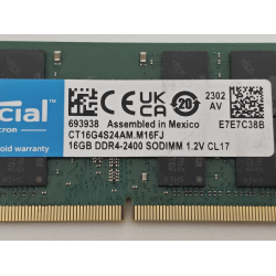 Memorie Ram Laptop Micron, 16GB, DDR4, 2Rx8, PC4-2400T, 2400Mhz, CT16G4S24AM.M16FJ, PC4-19200, CL17, 1.2V, non-ECC, sodimm, 260 pini
