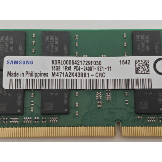 Memorie ram Laptop Samsung 16GB, DDR4, 1Rx8, 2400Mhz, PC4-2400T, M471A2K43BB1-CRC, PC4-19200, CL17, 1.2V, Non-ECC, sodimm, 260 pini