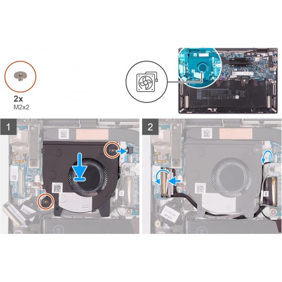 Cooler Laptop 2-in-1, Dell, Inspiron 7300, P125G, P125G001, 9NRGK, 09NRGK, DFS150305A80T-FMCP, 023100JF.0021,  PB7055F05HN2, 023100JF.0021, EG50040S1-CK50-S9A, 023.100JF.0011, 5V, 0.5A