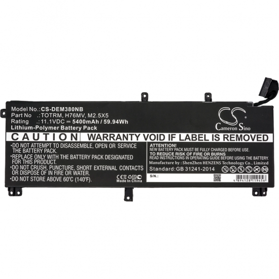 Baterie compatibila Laptop, Dell, Precision M3800, P31F, P31F001, CS-DEM380NB, T0TRM, H76MV, 11.1V, 5400mAh, 54.94Wh