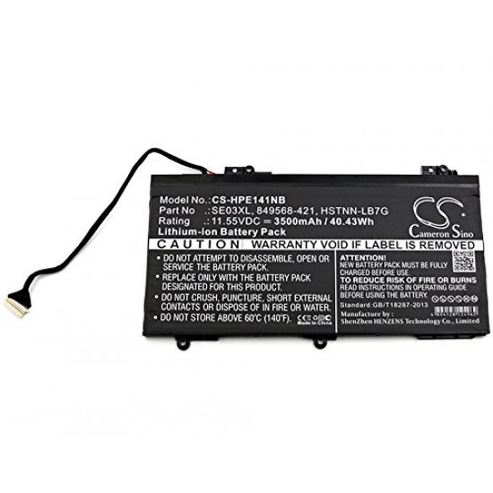 Baterie compatibila Laptop, HP, Pavilion, 14-AL, 14-AV, TPN-Q171, HSTNN-UB6Z, HSTNN-LB7G, HSTNN-UB6Z, 849568-421, 849568-541, 849908-850, 853294-855, 31CP6/60/80, CS-HPE141NB, SE03XL, 11.55V, 41.5WH, 3615mAh