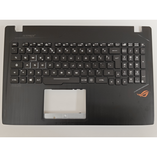 Carcasa superioara cu tastatura palmrest Laptop Gaming, Asus, ROG FX53V, FX53VE, FX53VD, 90NB0DX1-R30UK0, 13N1-0BA0921, 13N1-0BA0F11, GL553VE-1A, iluminata, RGB, layout US
