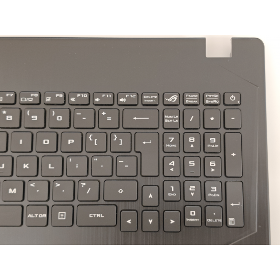 Carcasa superioara cu tastatura palmrest Laptop Gaming, Asus, ROG FX53V, FX53VE, FX53VD, 90NB0DX1-R30UK0, 13N1-0BA0921, 13N1-0BA0F11, GL553VE-1A, iluminata, RGB, layout US