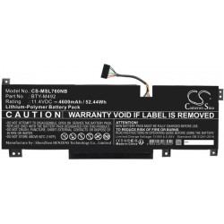 Baterie compatibila Laptop, MSI, Workstation WF76 11UI, 11UJ, MS-17L2, CS-MSL760NB, BTY-M492, 11.4V, 4600mAh, 52.44Wh