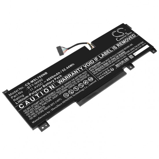 Baterie compatibila Laptop, MSI, Workstation WF66 11UJ, 11UI, MS-1582, CS-MSL760NB, BTY-M492, 11.4V, 4600mAh, 52.44Wh