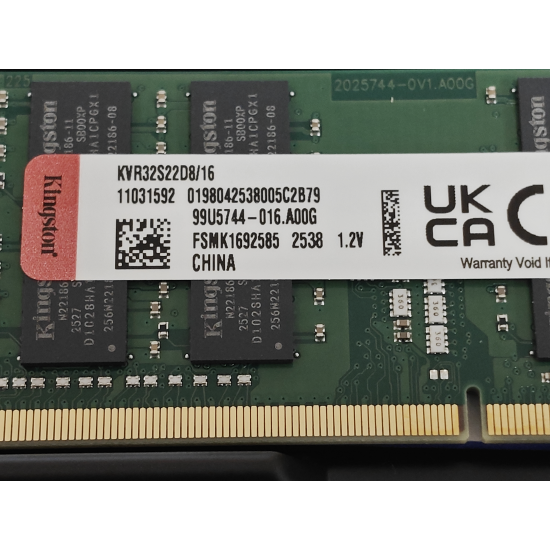 Memorie Ram Laptop Kingston 16GB, DDR4, 3200Mhz, 1Rx16, KVR32S22D8/16, PC4-25600, CL22, 1.2V, Non-ECC, SODIMM, 260 pini