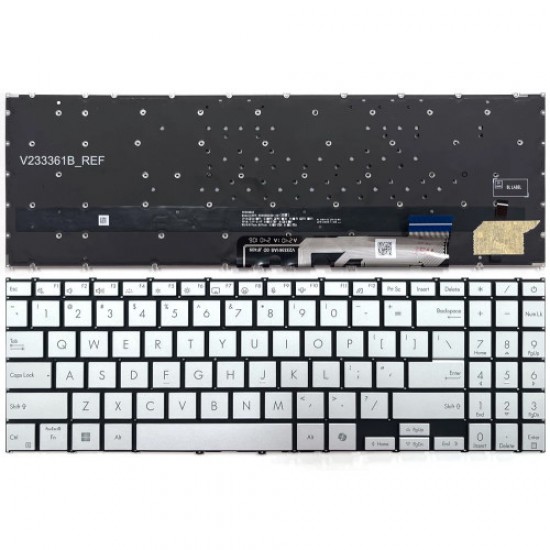 Tastatura Laptop, Asus, VivoBook S15 S5506N, S5506NA, iluminata, argintie, layout US