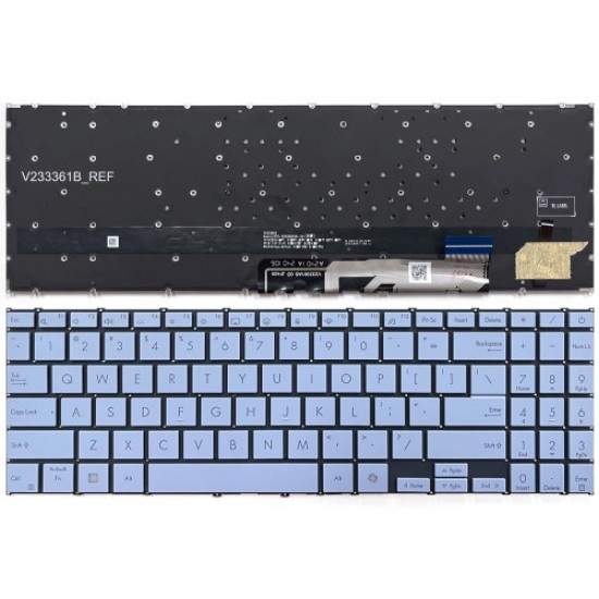 Tastatura Laptop, Asus, VivoBook S15 M5506U, M5506UA, iluminata, Mist Blue, layout US