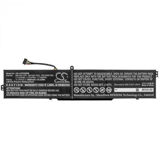 Baterie compatibila Laptop, Lenovo, IdeaPad 330-15ICH Type 81FK, CS-LVP330NB, 5B10Q71251, 5B10Q71252, 5B10W67265, L17C3PB0, L17D3PB0, L17M3PB1, 11.34V, 3900mAh, 44.23Wh