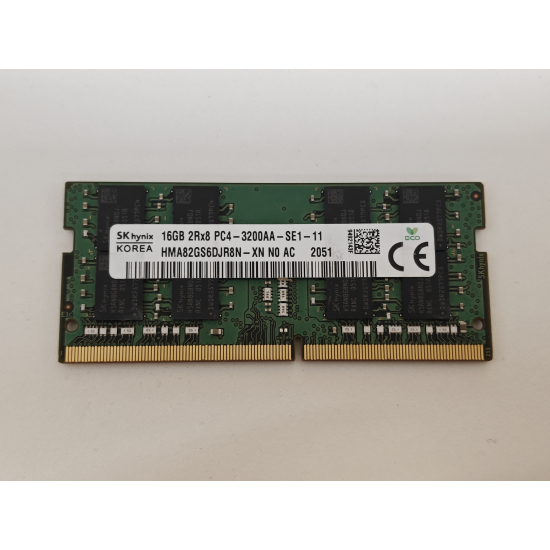 Memorie ram Laptop SK Hynix 16GB, DDR4, 2Rx8, PC4-3200AA, 3200Mhz, HMA82GS6DJR8N-XK, PC4-25600, CL22, 1.2V, Non-ECC, sodimm, 260 pini