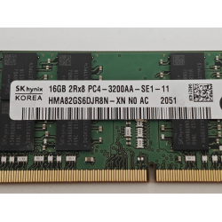 Memorie ram Laptop SK Hynix 16GB, DDR4, 2Rx8, PC4-3200AA, 3200Mhz, HMA82GS6DJR8N-XK, PC4-25600, CL22, 1.2V, Non-ECC, sodimm, 260 pini
