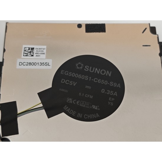 Cooler Laptop, Dell, Precision 3480, P165G, P165G001, 0KF74T, KF74T, EG50060S1-C650-S9A, DC2800135SL, DFS5K22B15673C-FQ88, DC2800135FL, 5V, 0.5A