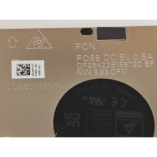 Cooler Laptop, Dell, Precision 3480, P165G, P165G001, 0KF74T, KF74T, EG50060S1-C650-S9A, DC2800135SL, DFS5K22B15673C-FQ88, DC2800135FL, 5V, 0.5A