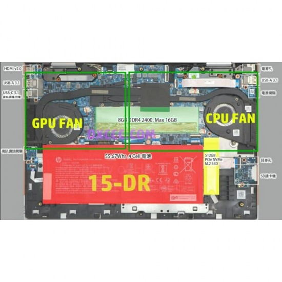 Cooler procesor Laptop, HP, Envy X360 15-DR, 15M-DR, 15T-DR, TPN-W142, L53541-001, ND75C23-18J04, 023100F00001, DFS5K12115491H-FLB6, CPU