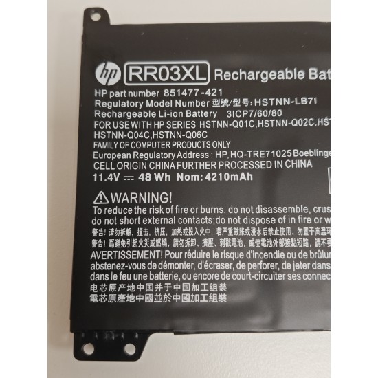 Baterie Laptop, HP, ProBook 470 G4, 687038-001, HSTNN-LB71, 3ICP7/60/80, RR03XL, 11.4V, 3930mAh, 48Wh