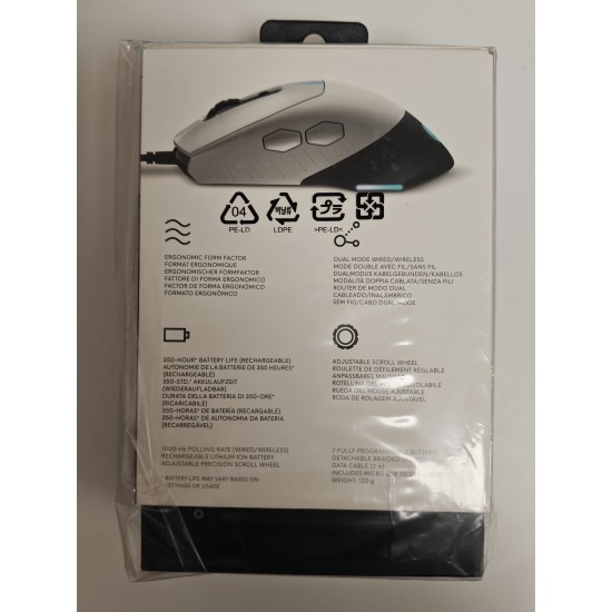 Mouse Gaming Dell, Alienware AW610M, Dual Mode, 16000 DPI, 0R0XJX, AW610M-W-DAEM, Wireless, Gri inchis, Laptop/Desktop