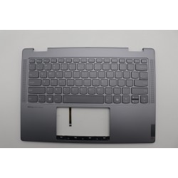 Carcasa superioara cu tastatura palmrest compatibila Laptop 2-in-1, Lenovo, Yoga 7 14IRL8 Type 82YL, 5CB1L40838, 5CB1L40839,  HQ25202001C50, HQ26901001ES0, iluminata, Artic Grey, layout US