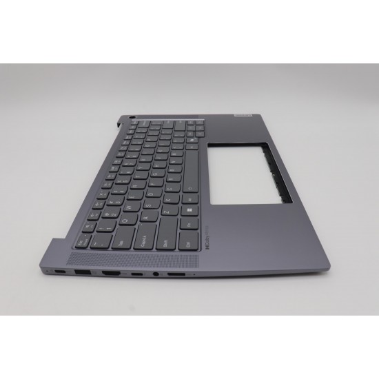 Carcasa superioara cu tastatura palmrest Laptop, Lenovo, ThinkBook 14 G6+ IMH Type 21LD, 5CB1N60809, 5CB1P74746, AMB29000231, AMB29000300, iluminata, Luna Grey, layout us