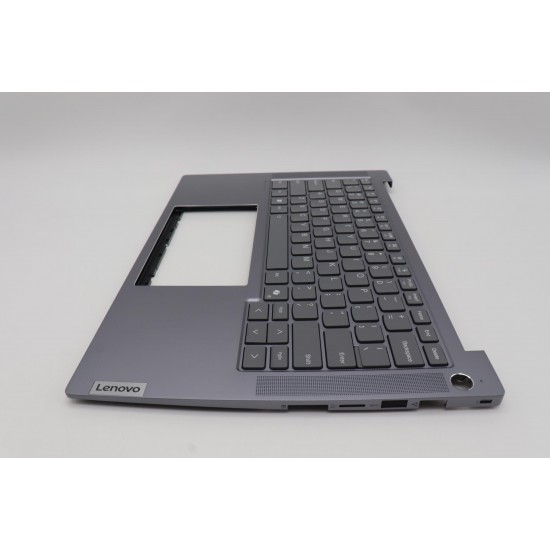 Carcasa superioara cu tastatura palmrest Laptop, Lenovo, ThinkBook 14 G6+ IMH Type 21LD, 5CB1N60809, 5CB1P74746, AMB29000231, AMB29000300, iluminata, Luna Grey, layout us