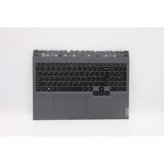 Carcasa superioara cu tastatura palmrest Laptop Gaming, Lenovo,  Legion 5 Pro-16ITH6 Type 82JF, 5CB1D09653, 5CB1D10478, AP1ZV000800, iluminata, 4 pini, Storm Grey, layout US