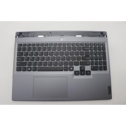 Carcasa superioara cu tastatura palmrest Laptop Gaming, Lenovo, Legion 5 16IRX9 Type 83DG, 5CB1P55134, 5CB1P55411, 5CB1M72407, AP925000401, AM925000200, iluminata, 4 pini, Luna Grey, layout US