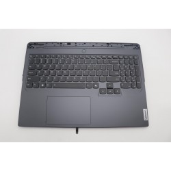 Carcasa superioara cu tastatura palmrest Laptop Gaming, Lenovo, Legion Pro 5 16IRX9 Type 83DF,  5CB1P50090, 5CB1P50091, 5CB1P50094, AP38U000100, 3421900179, iluminata, 4 pini, Onyx Grey, layout US