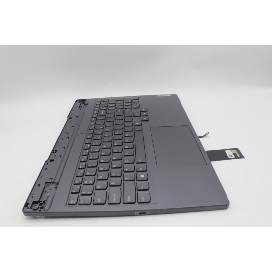 Carcasa superioara cu tastatura palmrest compatibila Laptop Gaming, Legion 5 15APH9 Type 83EG, 5CB1P73780, AP3J1000100, EL3JL100400, iluminata, 4 pini, Storm Grey, layout US