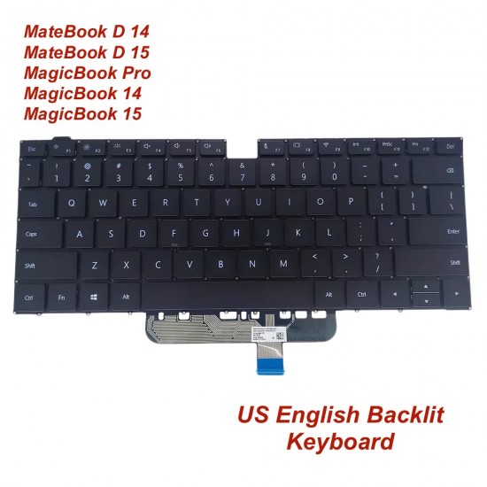 Tastatura Laptop, Huawei, MateBook 14 KLV-W19, KLV-W29, iluminata, neagra, layout US