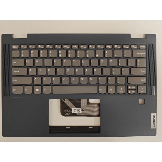 Carcasa superioara cu tastatura palmrest Laptop, Lenovo, IdeaPad Flex 5-14ARE05 Type 81X2, 82DF, 5CB1B36461, 460.0MD05.0001, Fingerprint, Abyss Blue, layout US, refurbished