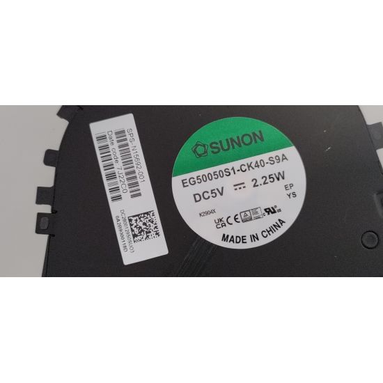 Cooler Laptop 2-in-1, HP, Envy X360 13-BF, 13T-BF, TPN-C161, N15692-001, EG50050S1-CK40-S9A, DC2800129S0 SU03, ND75C44-21J01, DC2800129D0, 5V, 2.25W, CPU