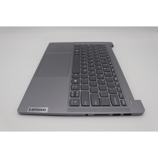 Carcasa superioara cu tastatura palmrest Laptop, Lenovo, IdeaPad Pro 5 14AHP9 Type 83D3, 5CB1N90824, 5CB1N90849, HQ25202000640, HQ706010005Q74A04, HQ31300007VN7, HQ258060004B0, NB6766, iluminata, 4 pini, Arctic Grey, layout US