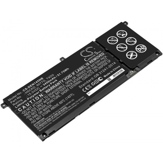 Baterie compatibila Laptop, Dell, CS-DEN145NB, H5CKD, 0H5CKD, 9077G, 09077G, TXD03, 0TXD03, 7T8CD, 07T8CD, 15V, 3450mAh, 51.75Wh