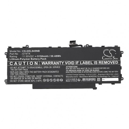 Baterie compatibila Laptop 2-in-1, Dell, Latitude 9440, P166G, P166G001, GT6TK, 0GT6TK, CS-DEL945NB, 11.55V, 5150mAh, 59.48Wh