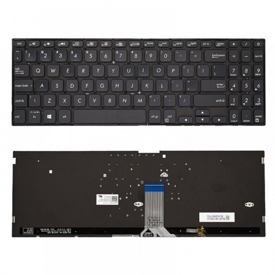 Tastatura Laptop, Asus, VivoBook S15 X530F, X530FA, X530FN, iluminata, neagra, layout US
