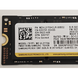 Solid State Drive (SSD) Samsung, 1TB, PCIe 4.0 x 4, NVMe M.2, PM9A1, MZ-LV21T00, MZVL21T0HCLR-00BD2, 7000 MB/s, 5100 MB/s, Laptop/Desktop