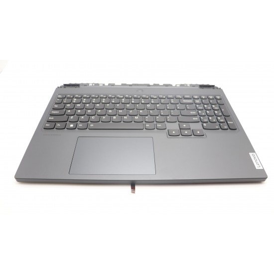 Carcasa superioara cu tastatura palmrest Laptop, Lenovo, Legion Pro 7 16IRX8 Type 82WR, 5CB1L10762, 5CB1L09933, AP2V3000100, AP2V3000110, AP2V3000120, AM2V3000700, iluminata, neagra, layout US