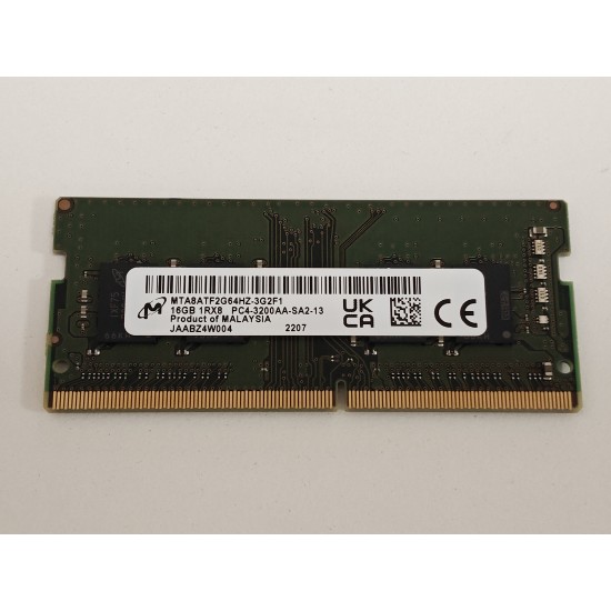 Memorie ram Laptop Micron 16GB, DDR4, 1Rx8, PC4-3200AA, 3200Mhz, MTA8ATF2G64HZ-3G2F1, PC4-25600, CL22, Non-ECC, sodimm, 260 pini