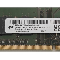 Memorie ram Laptop Micron 16GB, DDR4, 1Rx8, PC4-3200AA, 3200Mhz, MTA8ATF2G64HZ-3G2F1, PC4-25600, CL22, Non-ECC, sodimm, 260 pini