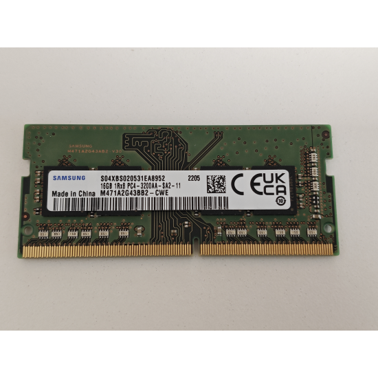 Memorie ram Laptop Samsung, 16GB DDR4, 1Rx8, PC4-3200AA, 3200Mhz, M471A2G43BB2-CWE, PC4-25600, CL22, non-ECC, Unbuffered, sodimm, 260 pini