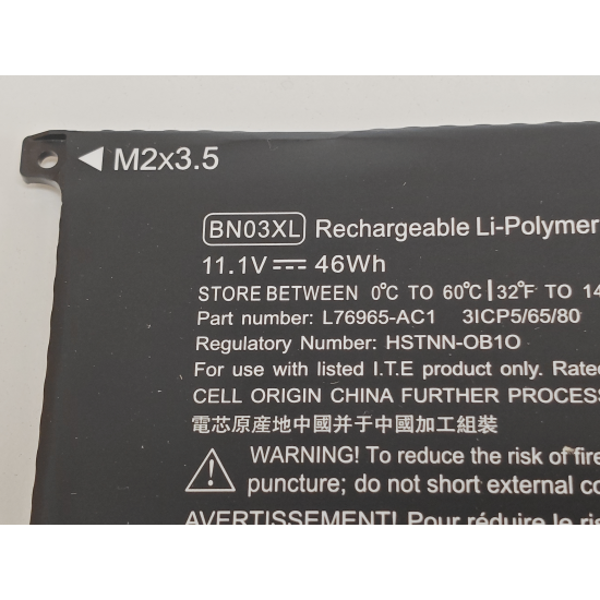 Baterie compatibila Laptop, HP, L77034-005, L77034-006, L76965-AC1, L76965-271, L76965-2C1, L76965-2C2, L73965-271, L73965-2C1, HSTNN-DB9N, HSTNN-OB1O, BN03051XL-PL, BN03051XL, 3ICP5/65/80, BN03XL, 11.1V, 4100mAh, 46Wh