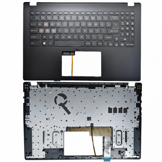 Carcasa superioara cu tastatura palmrest Laptop Gaming, MSI, Modern 15 B12M, B12MO, B13M, MS-15H1, 5H10313, 15H1C213, 934441210361, E2P-5H2CXXX-M77, iluminata, neagra, layout US