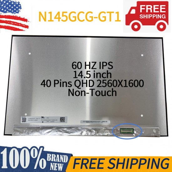 Display Laptop, Dell, Inspiron 7400, P123G, P123G001, JGMG4, 0JGMG4, N145GCG-GT1 Rev. C1, LP145WQ1-SPB1, 14.5 inch, Rezolutie 2560x1600, QHD+, non touch, 60Hz, conector ingust, 40 pini