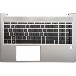 Carcasa superioara cu tastatura palmrest compatibila Laptop, HP, ProBook 450 G10, 455 G10, N45680-001, 4BX8TTATP70, iluminata, argintie, layout US