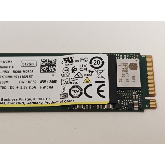 Solid State Drive (SSD) SK Hynix, 512GB, PCIe Gen 4.0 x 4, NVMe M.2, HFS512GEJ9X108N, BC901, N29137-001, 5000 MB/s, 4500 MB/s, Laptop/Desktop
