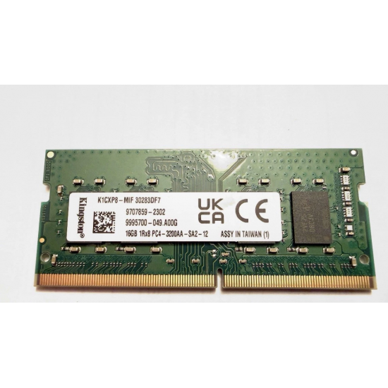 Memorie ram Laptop Kingston 16GB, DDR4, 1Rx8, PC4-3200AA, 3200Mhz, K1CXP8-MIF, PC4-25600, CL22, 1.2V, Non-ECC, sodimm, 260 pini