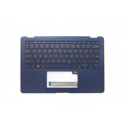Carcasa superioara cu tastatura palmrest Laptop, Asus, ZenBook Flip S Q325U, Q325UA, Q325UAR, 90NB0EN1-R30300, HT20180917A-A10, PY21010700219, UX370UAF-1A, iluminata, albastra, layout US