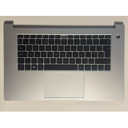 Carcasa superioara cu tastatura palmrest Laptop, Huawei MateBook D 15 BoB-WAE9P, Boh-WAQ9L, 37H98TCHUW0, KSL51661NJY, KSL51661NM0, 02452721, 09M022593A, silver, iluminata, 4 pini, layout UK