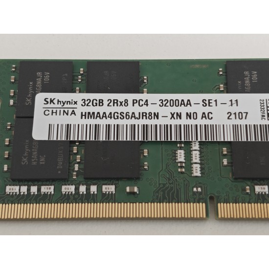 Memorie Ram Laptop, SK Hynix 32GB, DDR4, 2Rx8, PC4-3200AA, 1.2V, CL22, PC4-25600, HMAA4GS6AJR8N-XN, 3200Mhz, Non-ECC, sodimm, 260 pini