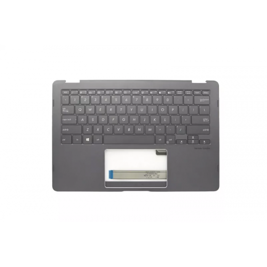 Carcasa superioara cu tastatura palmrest Laptop, Asus, ZenBook Flip S UX370U, UX370UA, UX370UAA, UX370UAF, UX370UAR, 90NB0EN2-R30301, 13N1-1VA0P11, 16N2UA183U00B0, ZH20180103A, iluminata, Dark gray, layout US